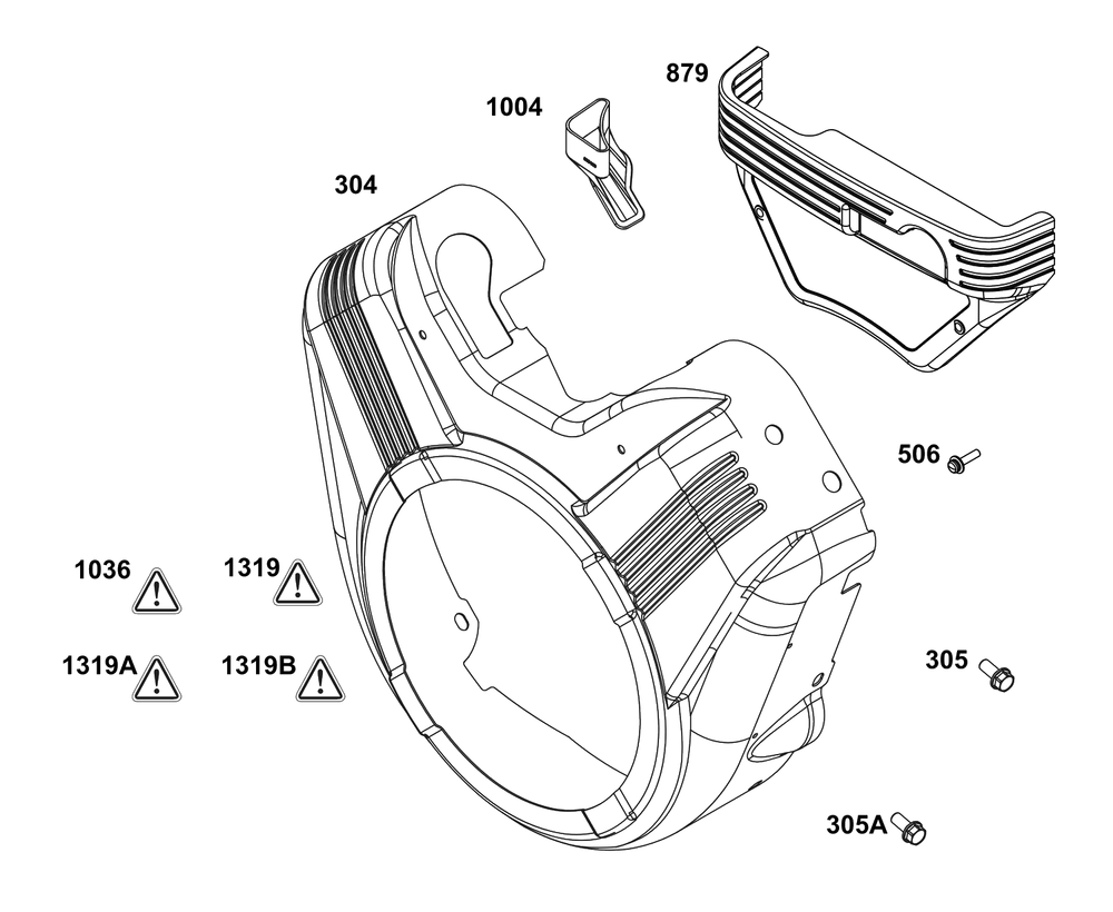 Blower Housing Group Diagram and Parts List for 305446-3197-B5  Briggs and Stratton Engine